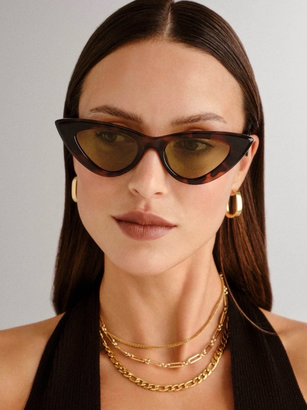 NWOT Le Specs Hypnosis Cat-Eye Sunglasses - Dark Tortoise, Amber Lenses